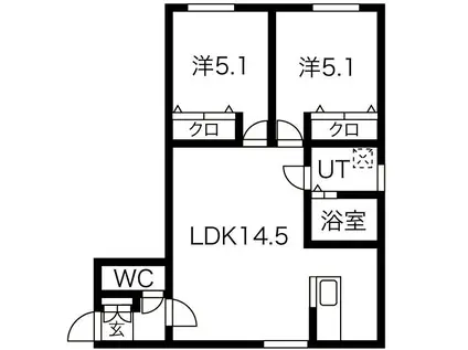 EFFICIENT N19(2LDK/1階)の間取り写真