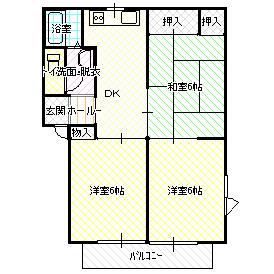 パストラルハイツ C棟(3DK/1階)の間取り写真