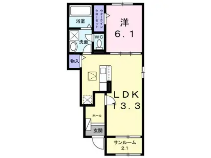 かもしま北町アパート(1LDK/1階)の間取り写真