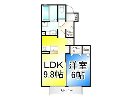 アネーロ(1LDK/1階)の間取り写真