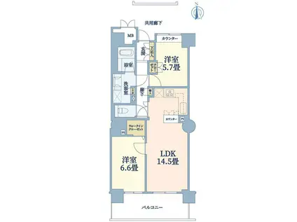 コムズシティ野江D棟(2LDK/4階)の間取り写真