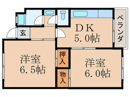 コーポ寺岡(2DK/3階)の間取り写真