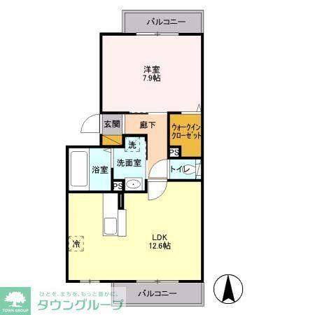 コンフォール ヴァンテA(1LDK/1階)の間取り写真