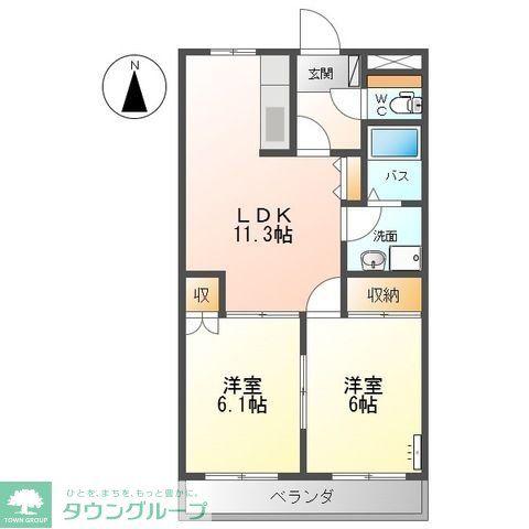 エスポアールK(2LDK/1階)の間取り写真