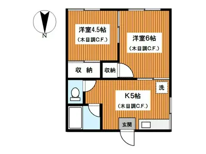 ハイム三ッ沢公園(2K/2階)の間取り写真