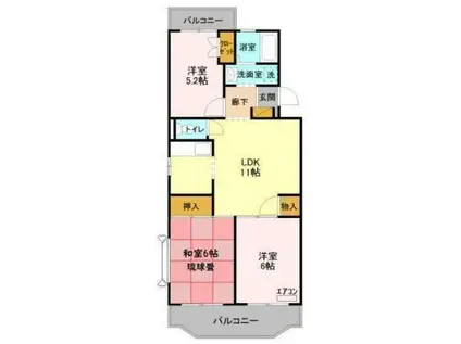 ジャスティス2番館(3LDK/4階)の間取り写真