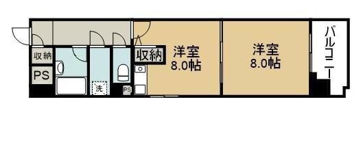 ライオンズマンション倉敷松島(1DK/6階)の間取り写真