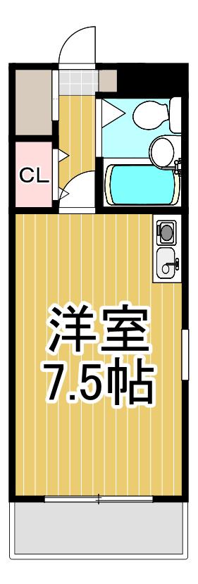 クレスト夙川(ワンルーム/2階)の間取り写真