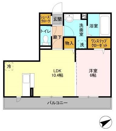 カメリア(1LDK/3階)の間取り写真