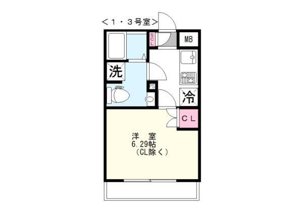 東京メトロ東西線 原木中山駅 徒歩1分 4階建 築4年(1K/2階)の間取り写真