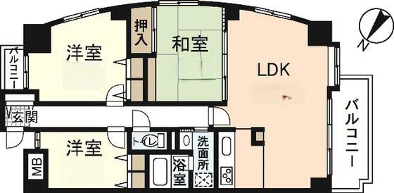 シーブリーズ東原弐番館(3LDK/4階)の間取り写真