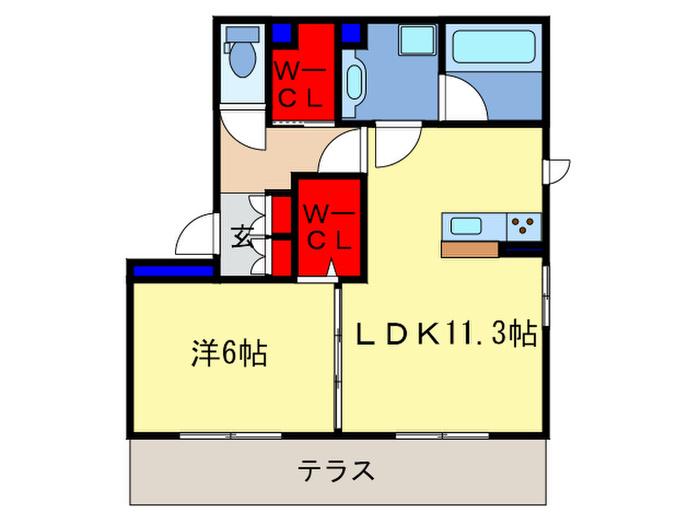ベル ブランチ(1LDK/1階)の間取り写真