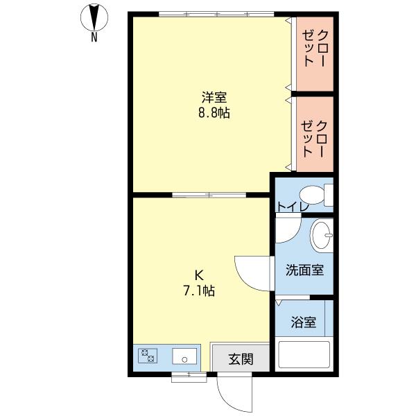 メゾン藤山(1DK/1階)の間取り写真