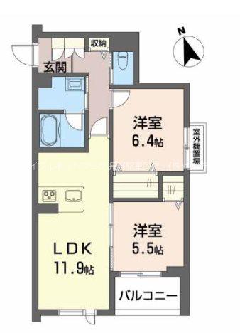 A CLOUD RESIDENCE(2LDK/3階)の間取り写真