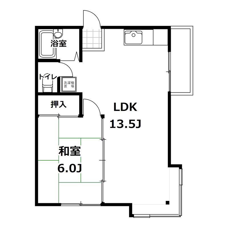 セゾンテルヌマNO.2(1LDK/2階)の間取り写真