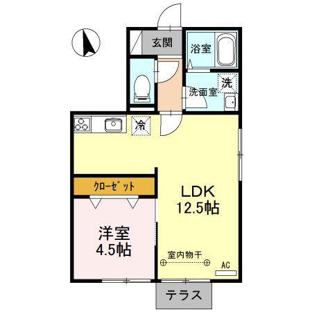 メゾン・ド・ソレイユ(1LDK/1階)の間取り写真