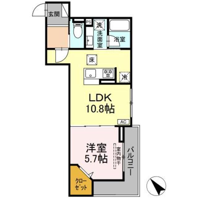 D′BLESS鶴見市場(1LDK/1階)の間取り写真