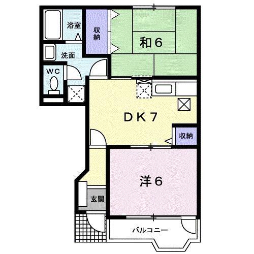 メゾンドエスペランスIII番館(2DK/1階)の間取り写真