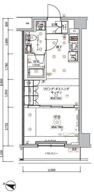 ARCOBALENO HASUNEII(1LDK/5階)の間取り写真