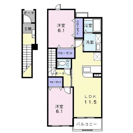 ラフィネ(2LDK/2階)の間取り写真