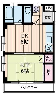 Zマンション(1DK/4階)の間取り写真