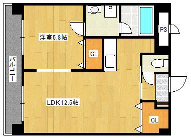 すかる通東(1LDK/2階)の間取り写真