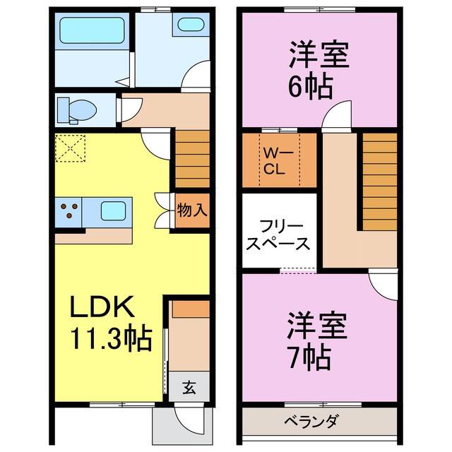 マリンヴィラ武豊(2LDK/1階)の間取り写真