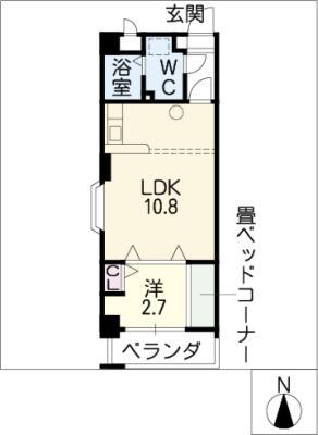 大竹南ビル(1LDK/7階)の間取り写真