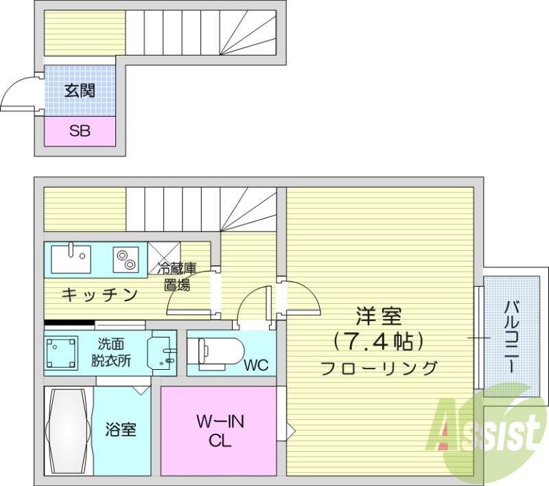 クラス清水沼(1K/2階)の間取り写真