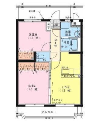 シャインフィル(2LDK/2階)の間取り写真