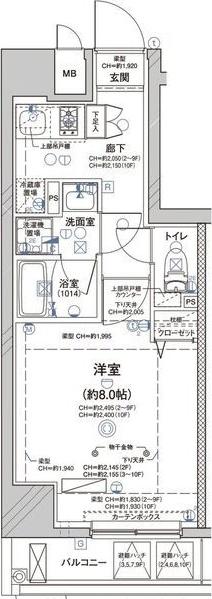 ディアレイシャス大須赤門通本町(1K/7階)の間取り写真