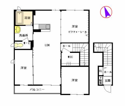 ウェルシーI(3LDK/2階)の間取り写真