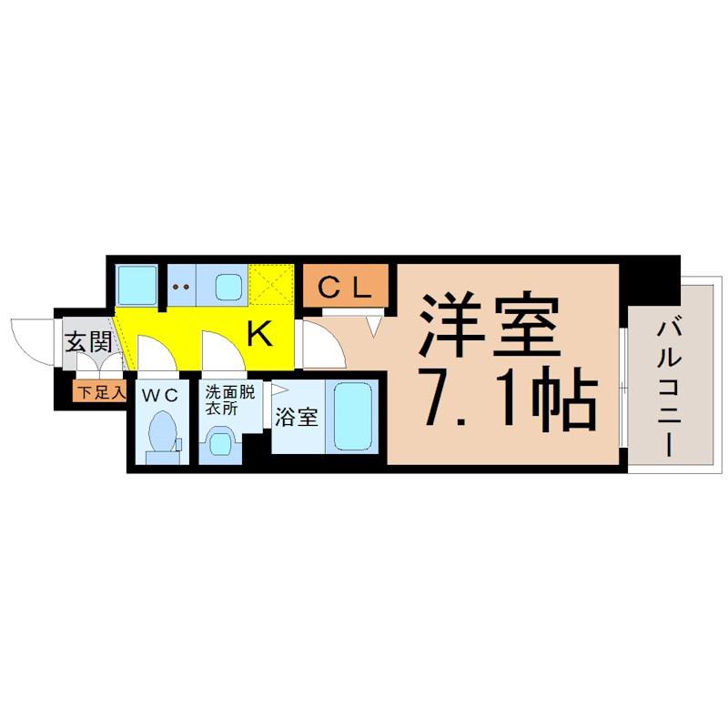 ディアレイシャス上前津(1K/10階)の間取り写真