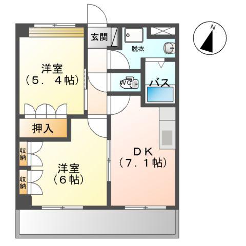 グランデューCHIYO(2DK/2階)の間取り写真