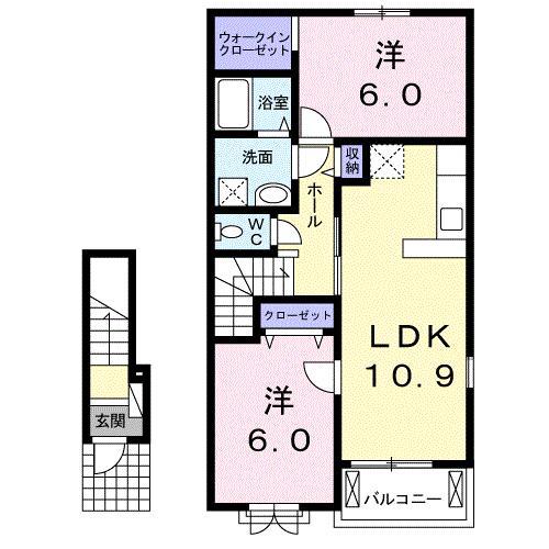パークサイドエビス(2LDK/2階)の間取り写真