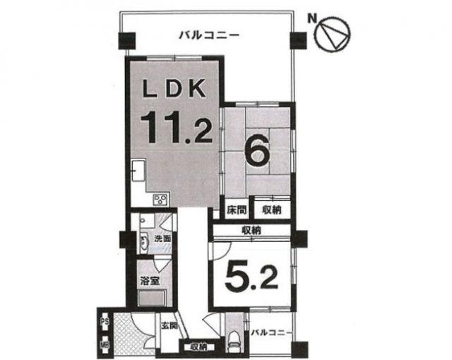 フリーベル泊一丁目(2LDK/5階)の間取り写真