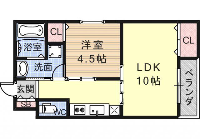 ダイヤモンドヴィラ(1LDK/2階)の間取り写真