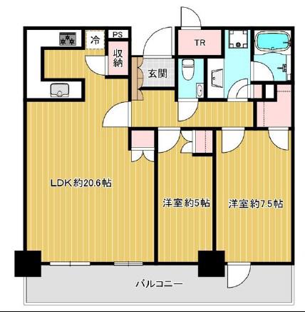 パークタワー西新宿(2LDK/24階)の間取り写真
