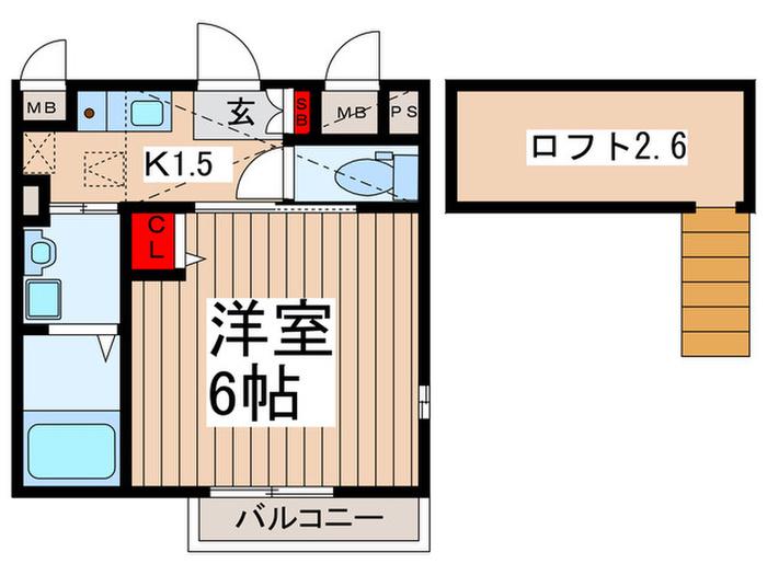 ＪＲ埼京線 与野本町駅 徒歩13分 2階建 築13年(1K/2階)の間取り写真
