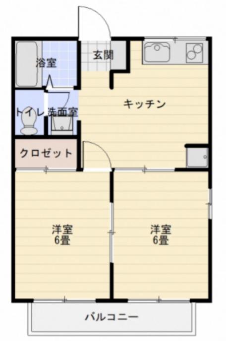 ハピーナ弐番館(2DK/2階)の間取り写真