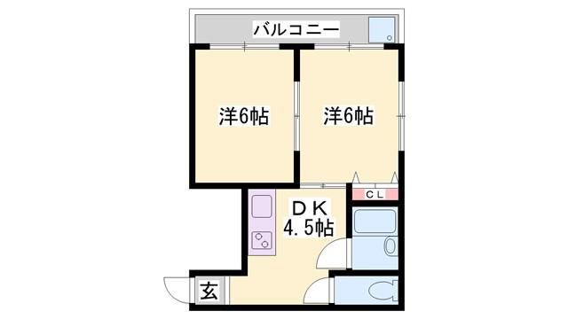 オーナーズマンション西明石(2DK/5階)の間取り写真