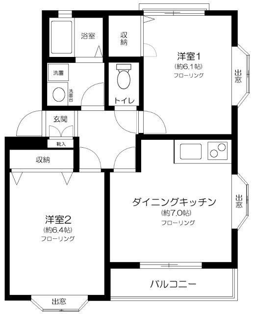 OZ参番街(2DK/2階)の間取り写真