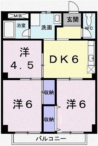 パルネット辻井(3DK/2階)の間取り写真