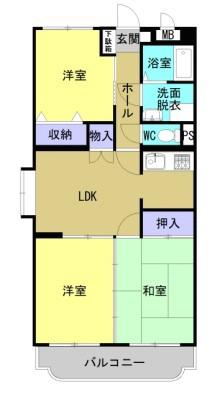 フルール(3DK/3階)の間取り写真