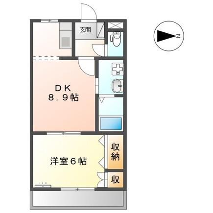 ムーンレインボー(1DK/2階)の間取り写真