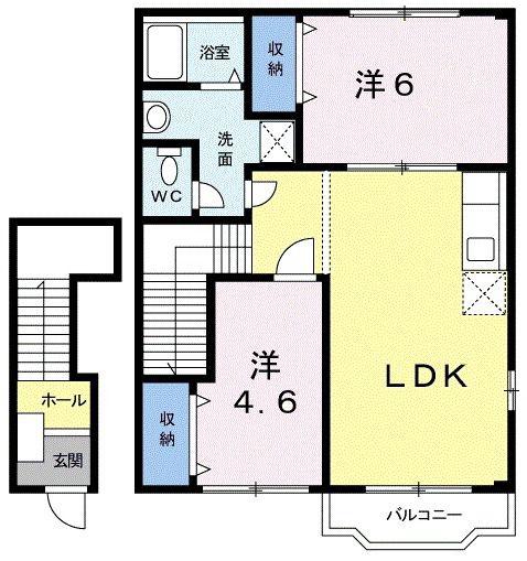 ヴィオレッテT・U-B(2LDK/2階)の間取り写真