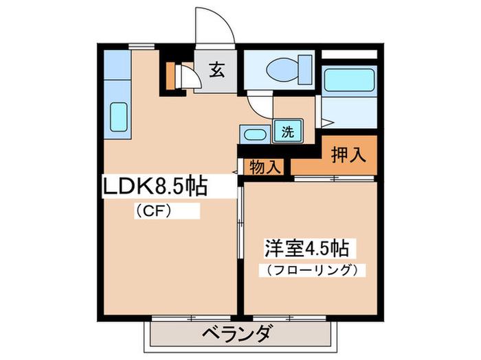 ハウスミルフィーユA(1LDK/1階)の間取り写真