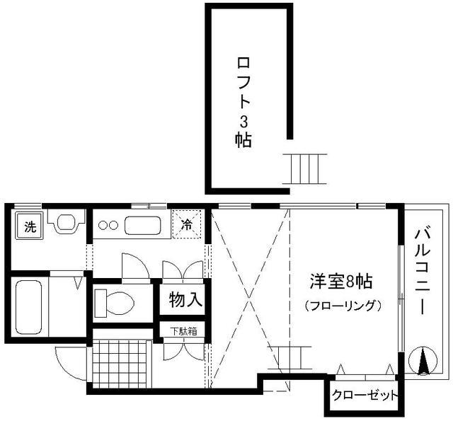 NKハイツ(1K/2階)の間取り写真