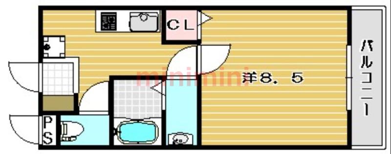 コートパッション高槻(1K/2階)の間取り写真