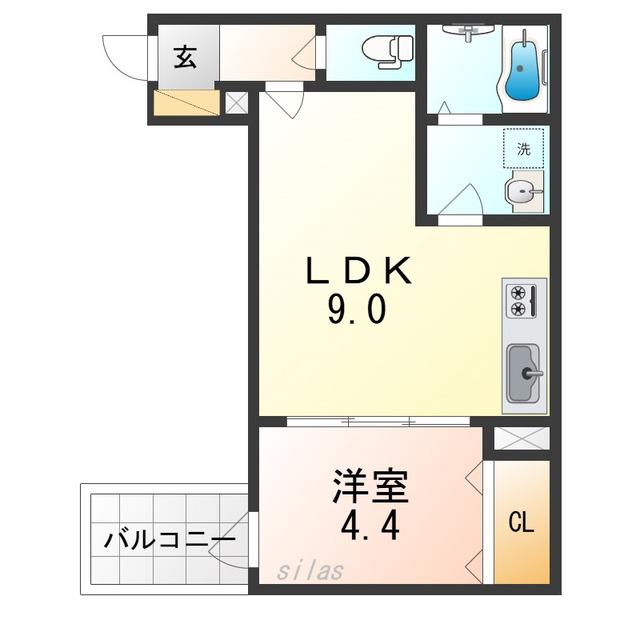 LINO久宝寺(1LDK/1階)の間取り写真